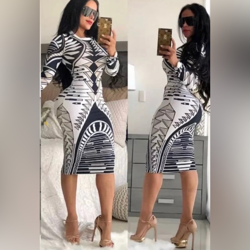 Brand new geometrical designer like body con dress